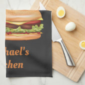 Hamburger und Hot Dog mit Alkohol und Text Geschirrtuch (Viertel Falte)