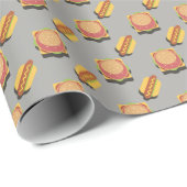 Hamburger und Hot Dog Muster Geschenkpapier (Rolleneckpunkt)