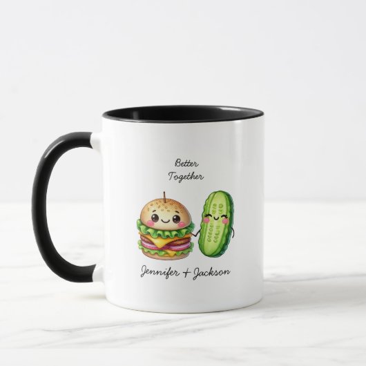 Hamburger und Pickle personalisierte Umarmungen Tasse (Links)