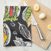 Hamburger Vintage Skizze von CallisC Arts ⭐ ⭐ ⭐ ⭐ Geschirrtuch (Viertel Falte)