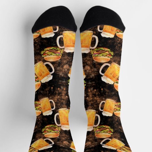 Hamburgerbier auf dunkel gesprenkelt socken (Oben)