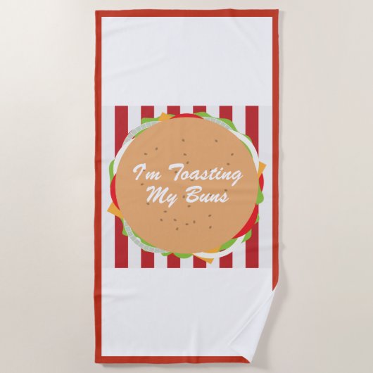 Hamburgerbun niedliches, weiß gestreiftes Café nie Strandtuch (Vorderseite)