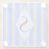 HAMbWG - Art Deco Blue Stripe mit Monogramm Glasuntersetzer (Rückseite)