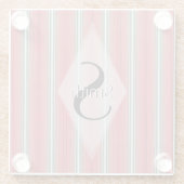HAMbWG - Art-Deco-Pfirsichstreifen mit Monogramm Glasuntersetzer (Rückseite)