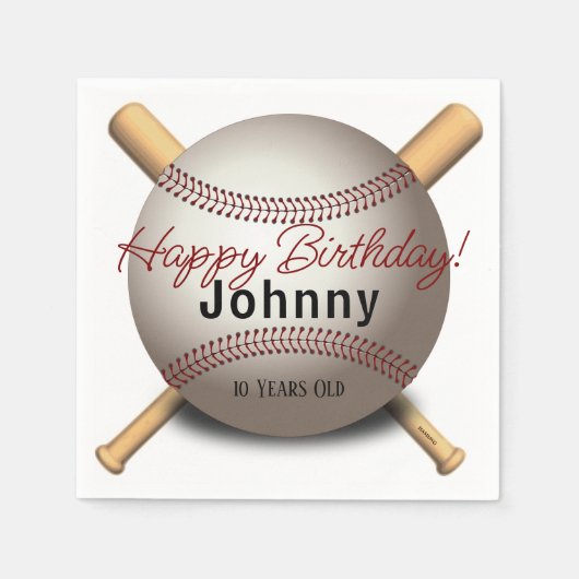 HAMbWG - Baseball & Bat Personalisiert Napkin Serviette (Vorderseite)
