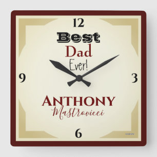 HAMbWG Bester Vater je Wall-Uhr Quadratische Wanduhr