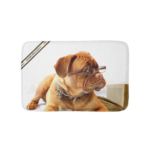 HAMbWG - Bulldog mit Brille - Badematte (Vorderseite)