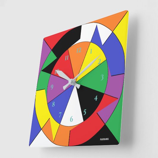 HAMbWG-Farbrad - Wall-Uhr Quadratische Wanduhr (Winkel)