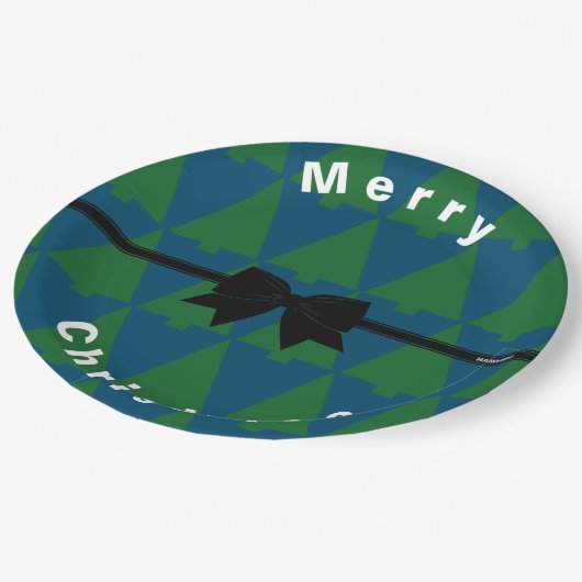 HAMbWG Grüne Weihnachtsbaumen Papierplatte Pappteller (Schrägansicht)