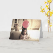 HAMbWG Grußkarte - Mädchen mit Ballon und Welpe Karte (Gelbe Blume)