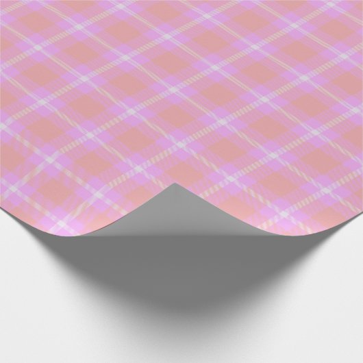 HAMbWG Matte Wrapping Paper - Pink/Peach Tartan Geschenkpapier (Ecke)