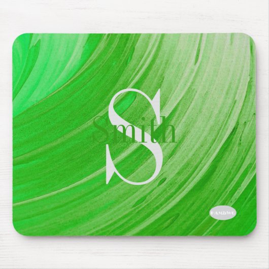HAMbWG - Monogramm mit grünem Swirl Mousepad (Vorne)