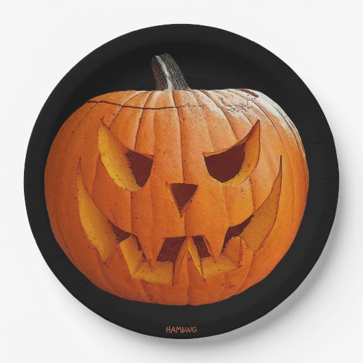 HAMbWG - Papierplatte - Halloween Orange Pumpkin Pappteller (Vorderseite)