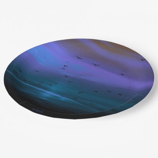 HAMbWG - Papierplatte - Halloween Sonnenuntergang Pappteller (Schrägansicht)