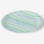 HAMbWG - Papierwaren - Minze & Baby Blue Streifen Pappteller (Schrägansicht)
