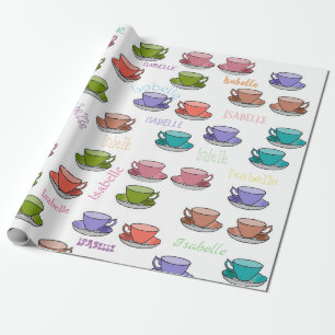 HAMbWG Pastel Tea Cups Personalizable Geschenkpapier