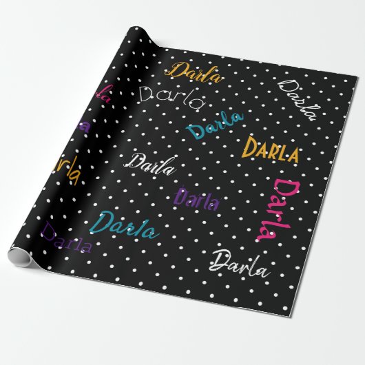 HAMbWG Personalisiert Polka Dot Black Geschenkpapier (Ungerollt)