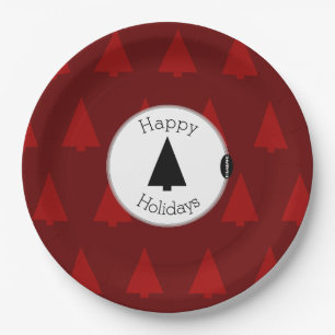 HAMbWG Red Christmas Trees Dinner Plate Pappteller