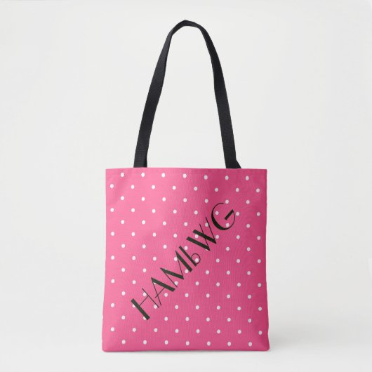 HAMbWG - Tote Bag - Weiß/rosa Polka Dot Tasche (Vorderseite)