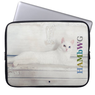 HAMbWG Weiße Katze - Neopren-Laptop-Hüllen Laptopschutzhülle