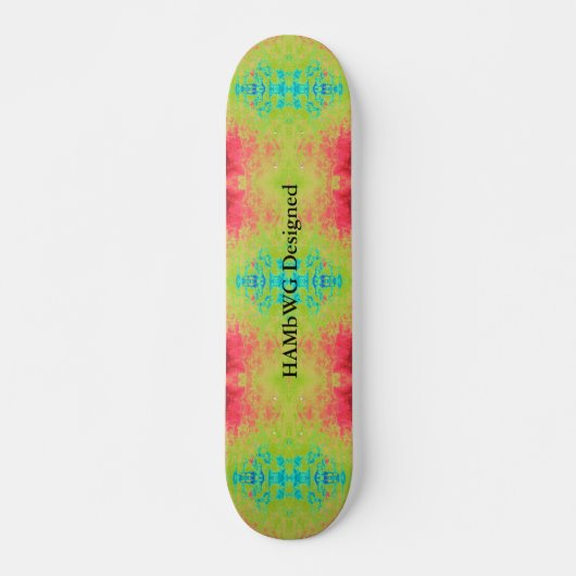 HAMbyWG Designed - Tye Dyed Green PInk Blue Skateboard (Vorne)