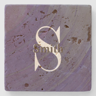 HAMbyWG Distressed Travertin Monogramm Steinuntersetzer