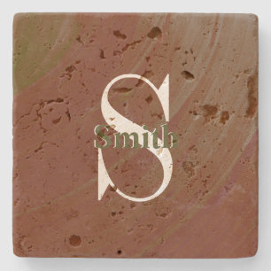 HAMbyWG Distressed Travertine Monogramm Steinuntersetzer
