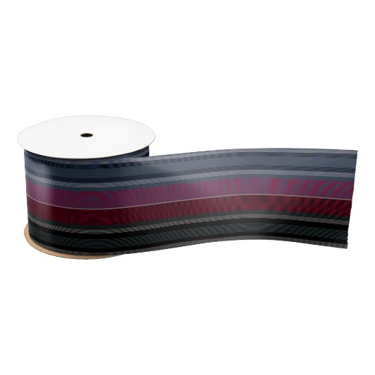 HAMbyWG - Gift Ribbon - Maroon w Grays, Blues, Blk Satinband (Spule)