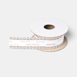 HAMbyWG - Gift Ribbon - rosa Herzen, liebende Wort Satinband
