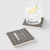 HAMbyWG Gray Woven Design - Monogramm Steinuntersetzer (Seitenansicht)