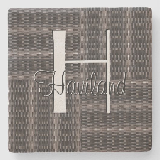 HAMbyWG Gray Woven Design - Monogramm Steinuntersetzer (Vorderseite)