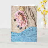 HAMbyWG - Grußkarte - Baby on Beach Karte (Gelbe Blume)