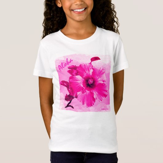 HAMbyWG - Hibiskus von Girl's Bright Pink Hawaiin T-Shirt (Vorderseite)