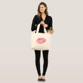 HAMbyWG - Leinwand Tote Bag - Lips mit Ihrem Namen Jumbo Stoffbeutel (Vorderseite (Model))