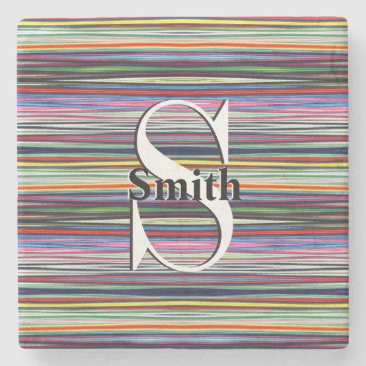 HAMbyWG Monogram Mehrfarbenlinien Steinuntersetzer (Vorderseite)