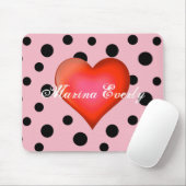 HAMbyWG - Mouse Pad — Polka Dots w Red Heart Mousepad (Mit Mouse)
