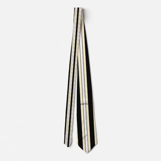HAMbyWG - Neck Tie Black/Beige/White Stripe Krawatte (Rückseite)