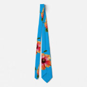HAMbyWG - Neck Tie - Hibiskus auf Blue Krawatte (Rückseite)