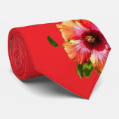 HAMbyWG - Neck Tie - Hibiskus on Red Krawatte (Gerollt)