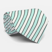 HAMbyWG - Neck Tie - Seafoam Blau Weiße Streifen Krawatte (Gerollt)