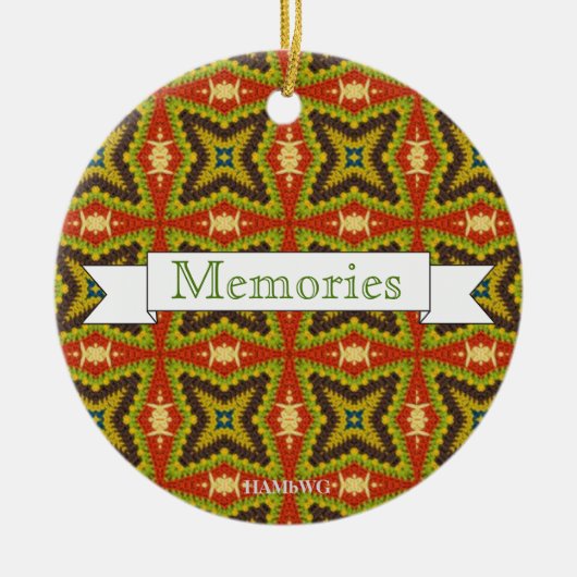 HAMbyWG - Oliven-, Rost- und Grünmakrame der 1970e Keramikornament (Vorne)