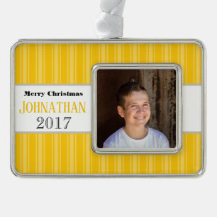 HAMbyWG - Ornament - Gelbe Streifen Rahmen-Ornament Silber