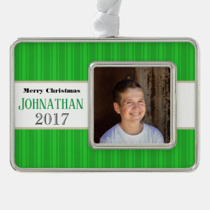 HAMbyWG - Ornament - Grüne Streifen Rahmen-Ornament Silber