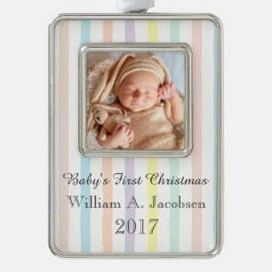 HAMbyWG - Ornament - Pastellstreifen Rahmen-Ornament Silber
