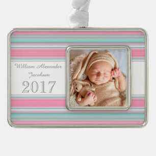 HAMbyWG - Ornament - Pastellstreifen Rahmen-Ornament Silber