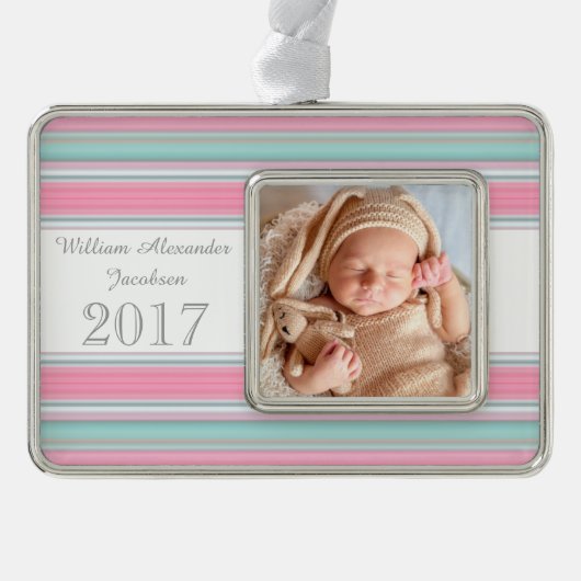 HAMbyWG - Ornament - Pastellstreifen Rahmen-Ornament Silber (Vorderseite)