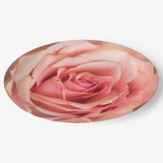 HAMbyWG - Papierplatte 7 oder 9" - Rose Peach Pappteller (Schrägansicht)