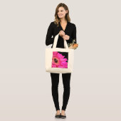 HAMbyWG - Pink Gerber Daisy Jumbo Stoffbeutel (Vorderseite (Model))