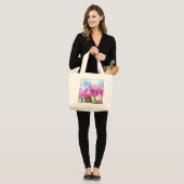 HAMbyWG - Pink Tulips Jumbo Stoffbeutel (Vorderseite (Model))