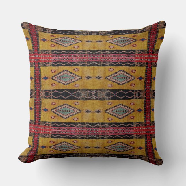 HAMbyWG - Throw Kissen - Boho Yellow Black (Vorderseite)